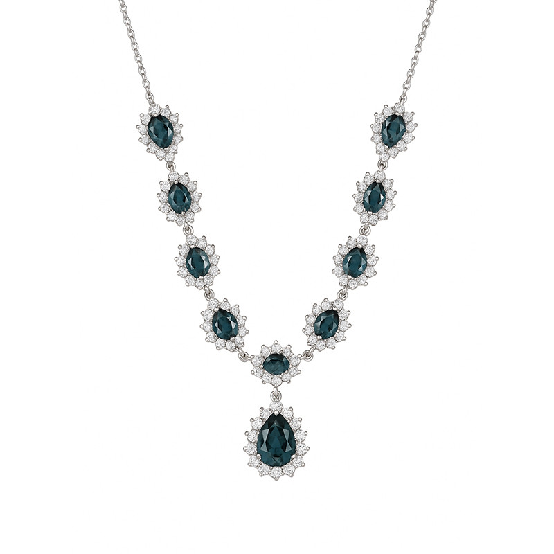 Naszyjnik srebrny markizy z topazowymi cyrkoniami