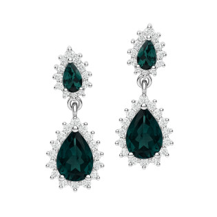 Kolczyki srebrne markizy krople z topazowymi cyrkoniami