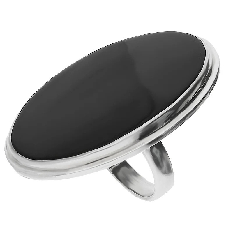 Pierścionek srebrny z onyksem z Brazylii