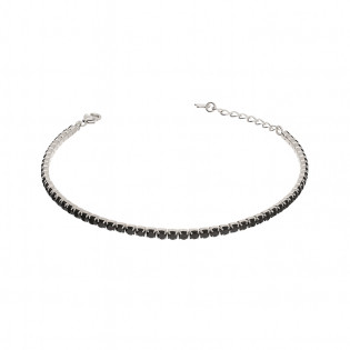 Bransoleta srebrna w oprawie typu tennis z czarnymi cyrkoniami