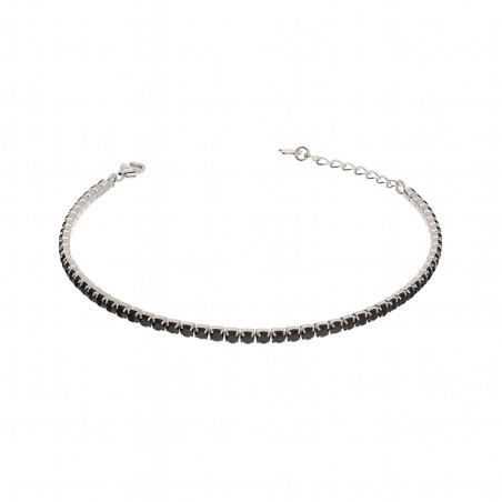 Bransoleta srebrna w oprawie typu tennis z czarnymi cyrkoniami