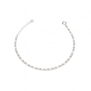 Bransoleta srebrna z białymi cyrkoniami