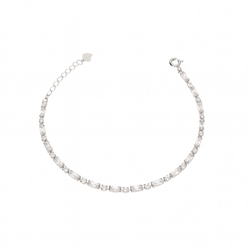 Bransoleta srebrna z białymi cyrkoniami