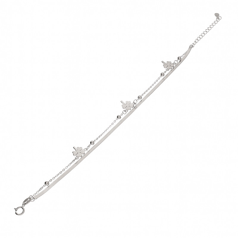 Bransoleta srebrna podwójna z koniczynkami