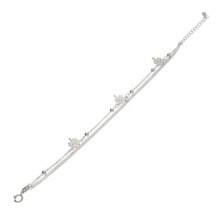 Bransoleta srebrna podwójna z koniczynkami