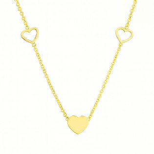 Naszyjnik pozłacany z trzema sercami