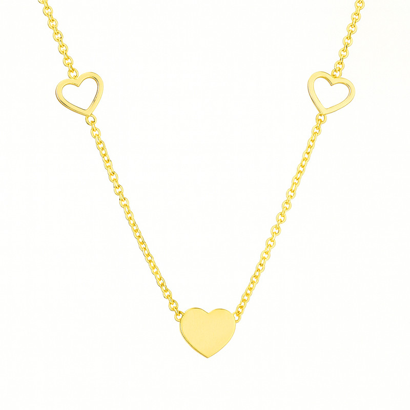 Naszyjnik pozłacany z trzema sercami