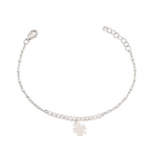 Bransoleta srebrna z koniczynką i cyrkoniami