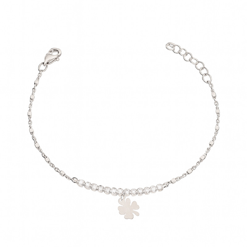 Srebrna Bransoletka Koniczynka z Cyrkoniami - JubilerSezam.pl