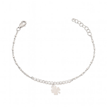 Bransoleta srebrna z koniczynką i cyrkoniami
