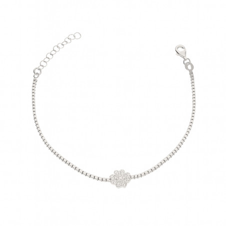 Bransoleta srebrna z koniczynką z cyrkoniami