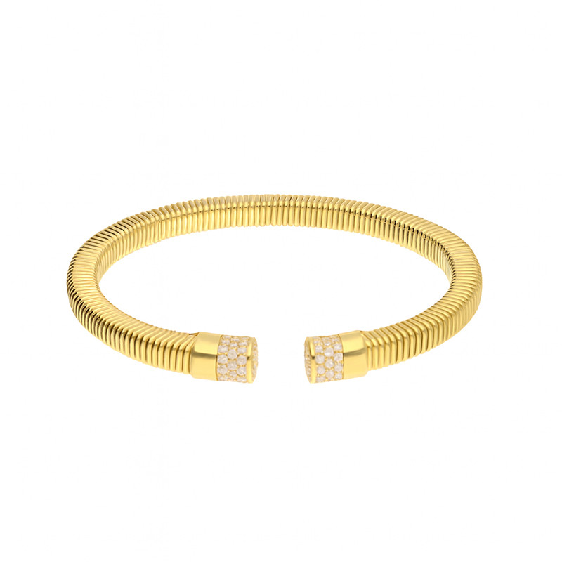 Bransoleta pozłacana bangla sprężyna z cyrkoniami
