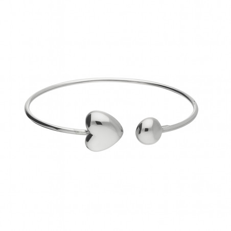 Bransoleta srebrna bangla z sercem i półkulką