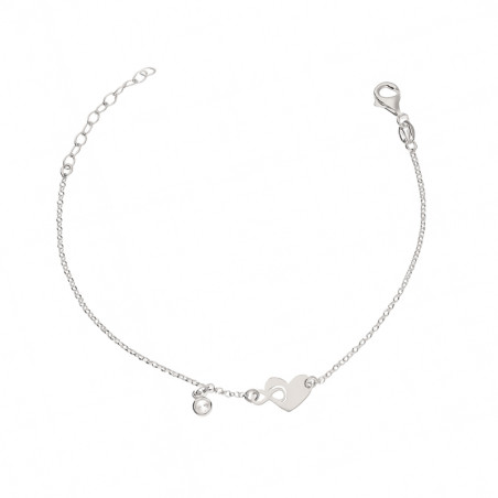 Bransoleta srebrna serce z infinity i wisząca cyrkonia