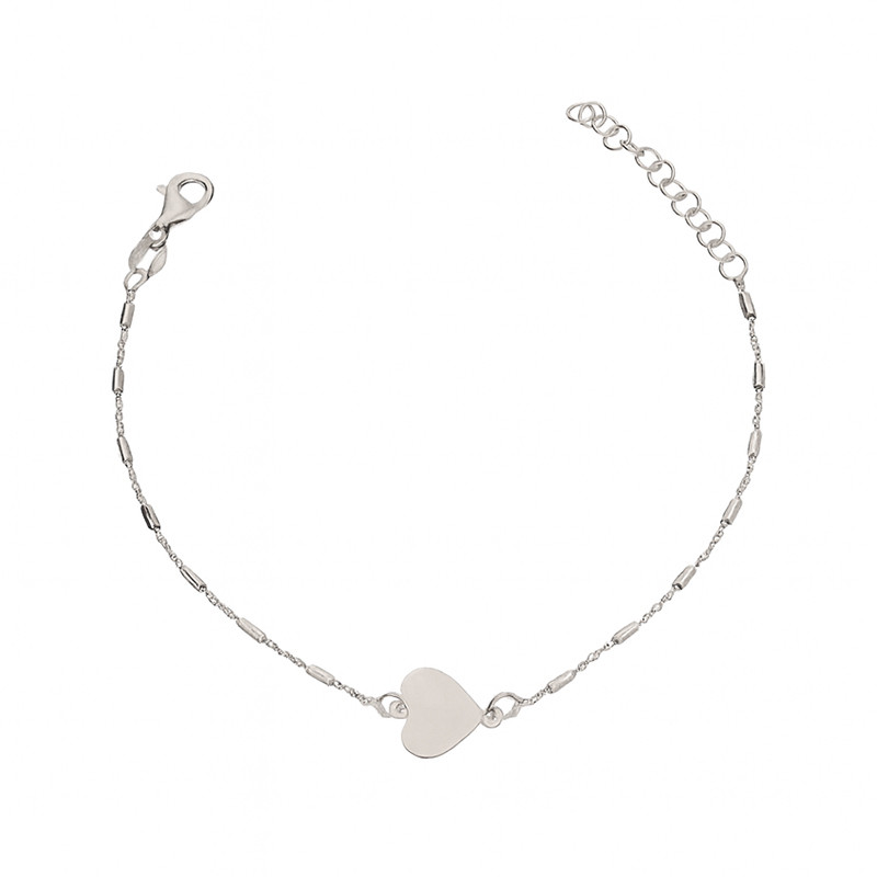 Bransoleta srebrna z sercem i walcami