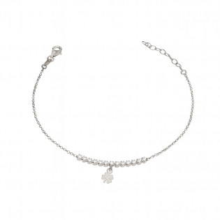 Bransoleta srebrna z cyrkoniami i koniczynką