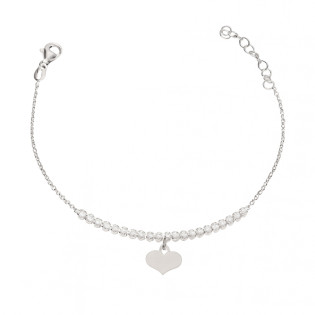 Bransoleta srebrna z sercem i rzędem cyrkonii