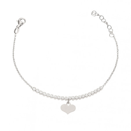 Bransoleta srebrna z sercem i rzędem cyrkonii