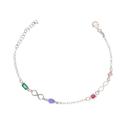 Bransoleta srebrna z infinity i cyrkoniami