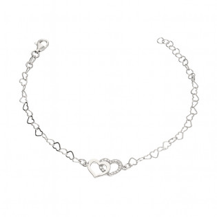 Bransoleta srebrna klanówka z sercami