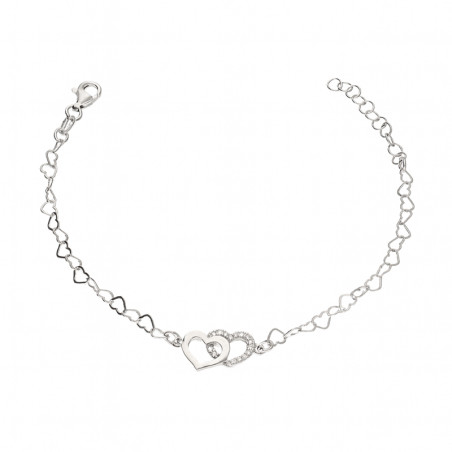 Bransoleta srebrna klanówka z sercami