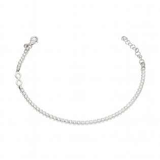 Bransoleta srebrna z rzędem białych cyrkonii infinity