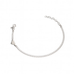 Bransoleta srebrna z białymi cyrkoniami i sercem