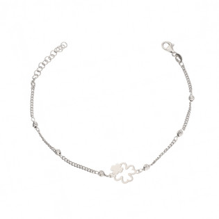 Srebrna Bransoletka Koniczynki i Grawerowane Kulki - JubilerSezam.pl