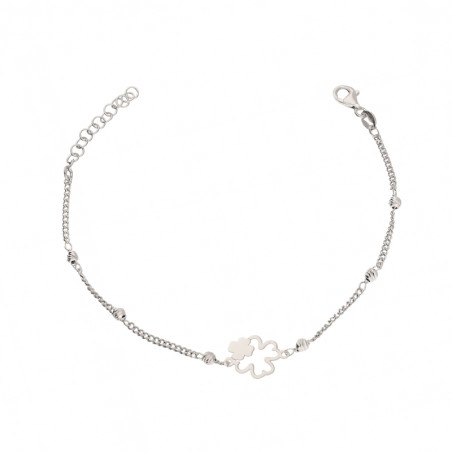 Srebrna Bransoletka Koniczynki i Grawerowane Kulki - JubilerSezam.pl