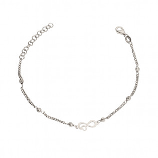 Bransoleta srebrna infinity z sercem