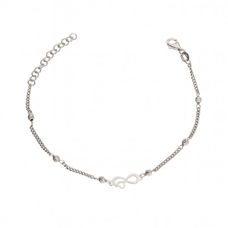 Bransoleta srebrna infinity z sercem