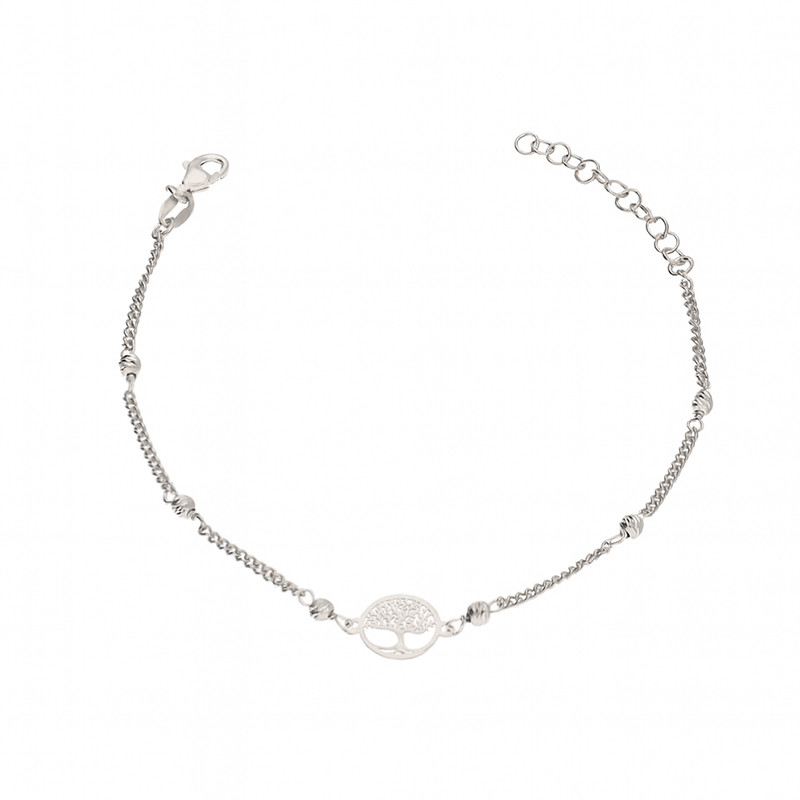 Bransoleta srebrna z drzewkiem i kulkami