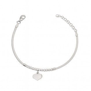 Bransoleta srebrna z cyrkoniami i sercem