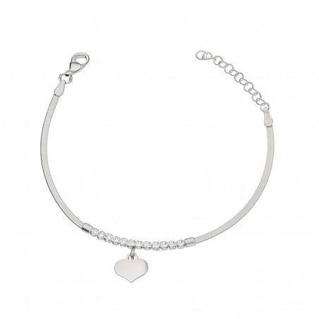 Bransoleta srebrna z cyrkoniami i sercem