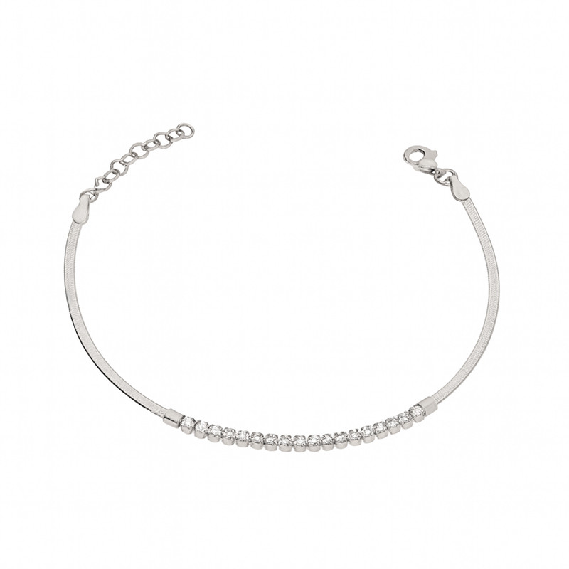 Bransoleta srebrna z rzędem cyrkonii