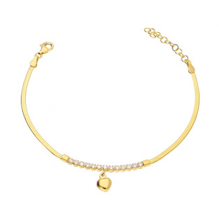 Bransoleta pozłacana z białymi cyrkoniami i sercem