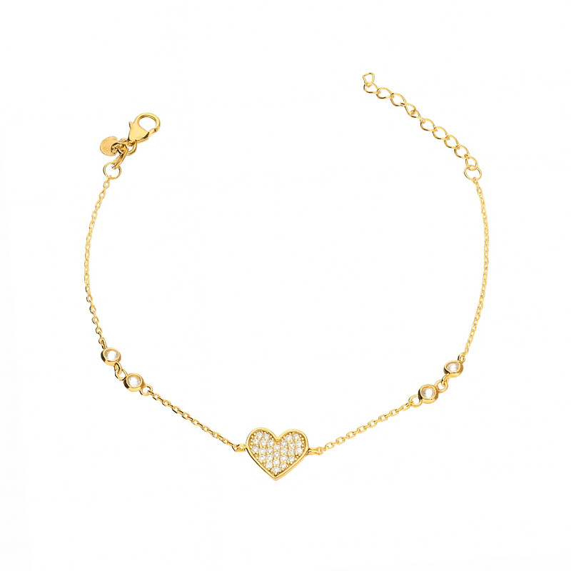 Bransoleta pozłacane z sercem z cyrkoniami