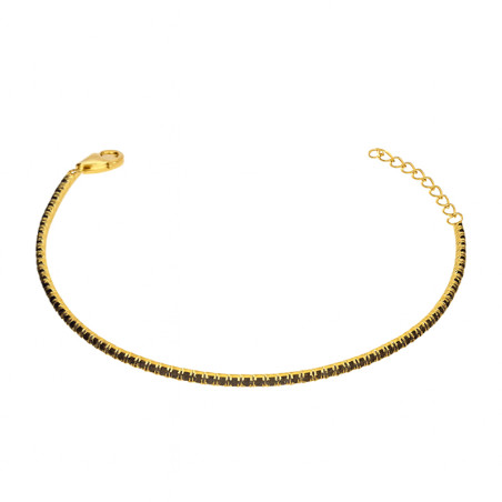 Bransoleta pozłacana z czarnymi cyrkoniami w rzędzie
