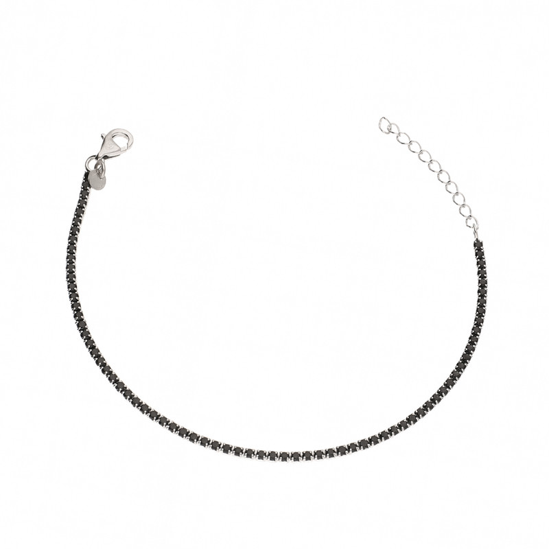 Bransoleta srebrna z czarnymi cyrkoniami w rzędzie