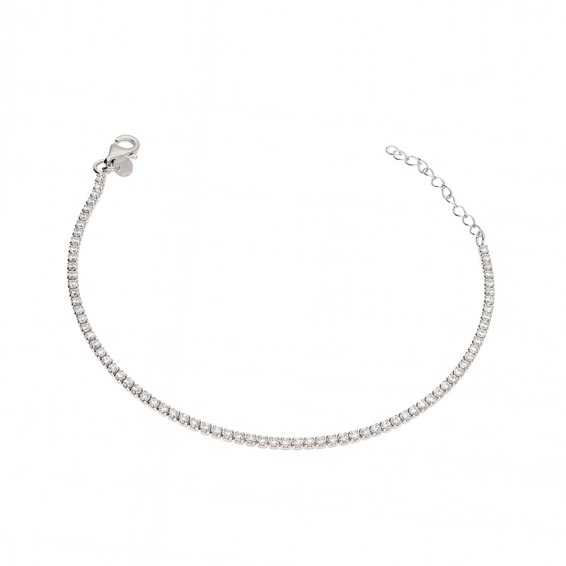 Bransoleta srebrna z rzędem białych cyrkonii