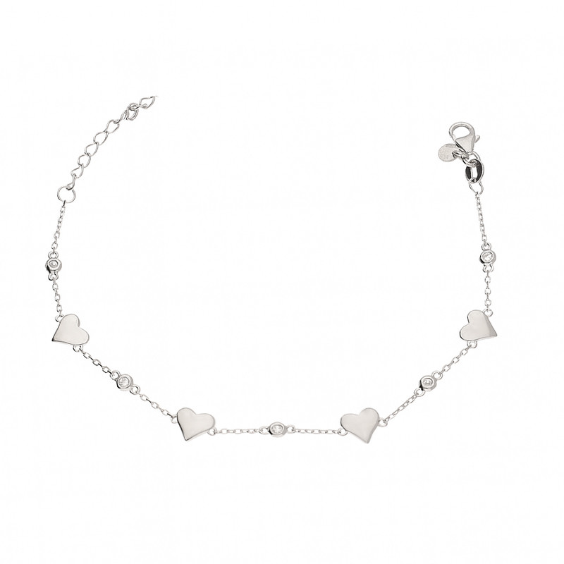 Srebrna Bransoletka Serca z Cyrkoniami - JubilerSezam.pl