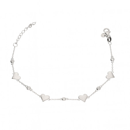 Bransoleta srebrna z sercami i cyrkoniami