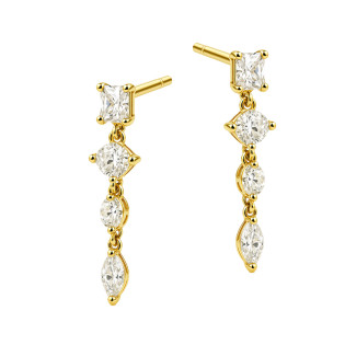 Kolczyki pozłacane z białymi cyrkoniami