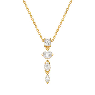 Naszyjnik pozłacany z białymi cyrkoniami