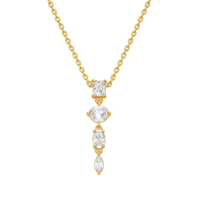 Naszyjnik pozłacany z białymi cyrkoniami