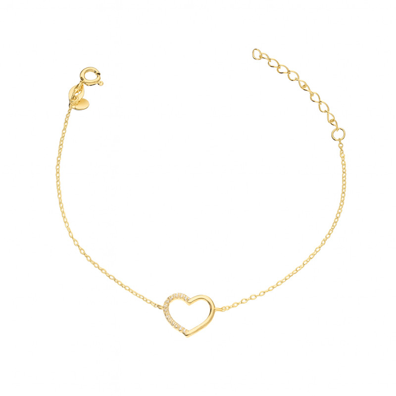 Bransoleta pozłacana serce z cyrkoniami