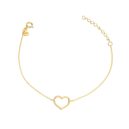 Bransoleta pozłacana serce z cyrkoniami