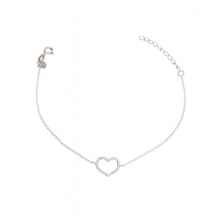 Bransoleta srebrna serce z cyrkoniami