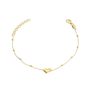 Bransoleta pozłacana z sercem i kulkami