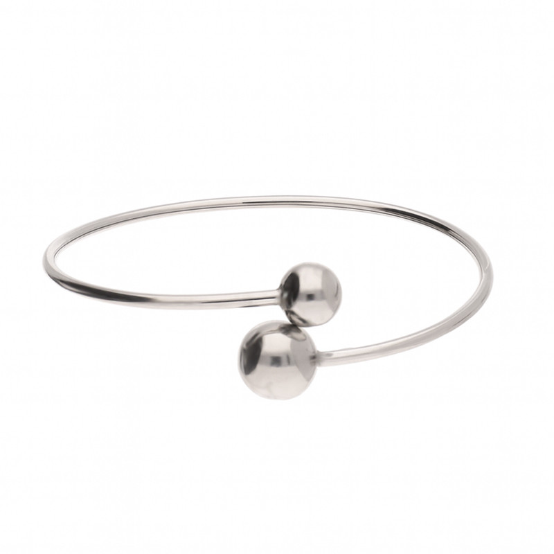 Bransoleta srebrna bangla z dwoma kulkami